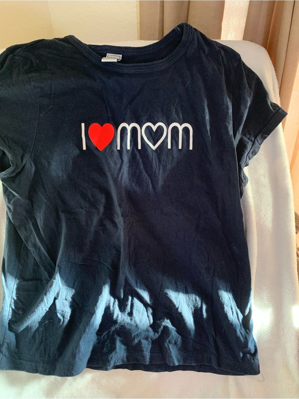 Old Navy Navy Short Sleeve Tee with Red Heart 'I ♥ Mom' Graphic